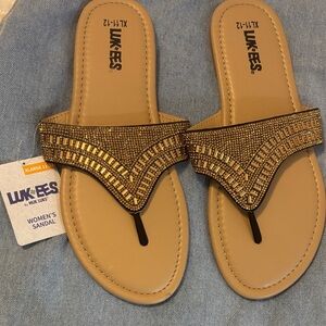 Muk Luks Gold Embellished Sandals